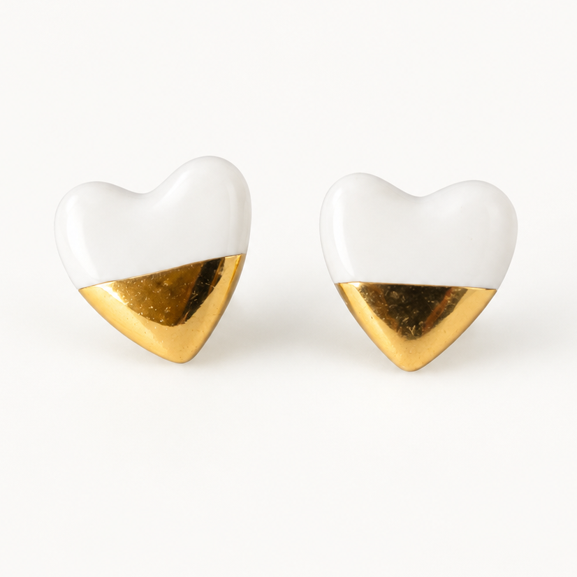 Tiny Heart Porcelain Stud Earrings