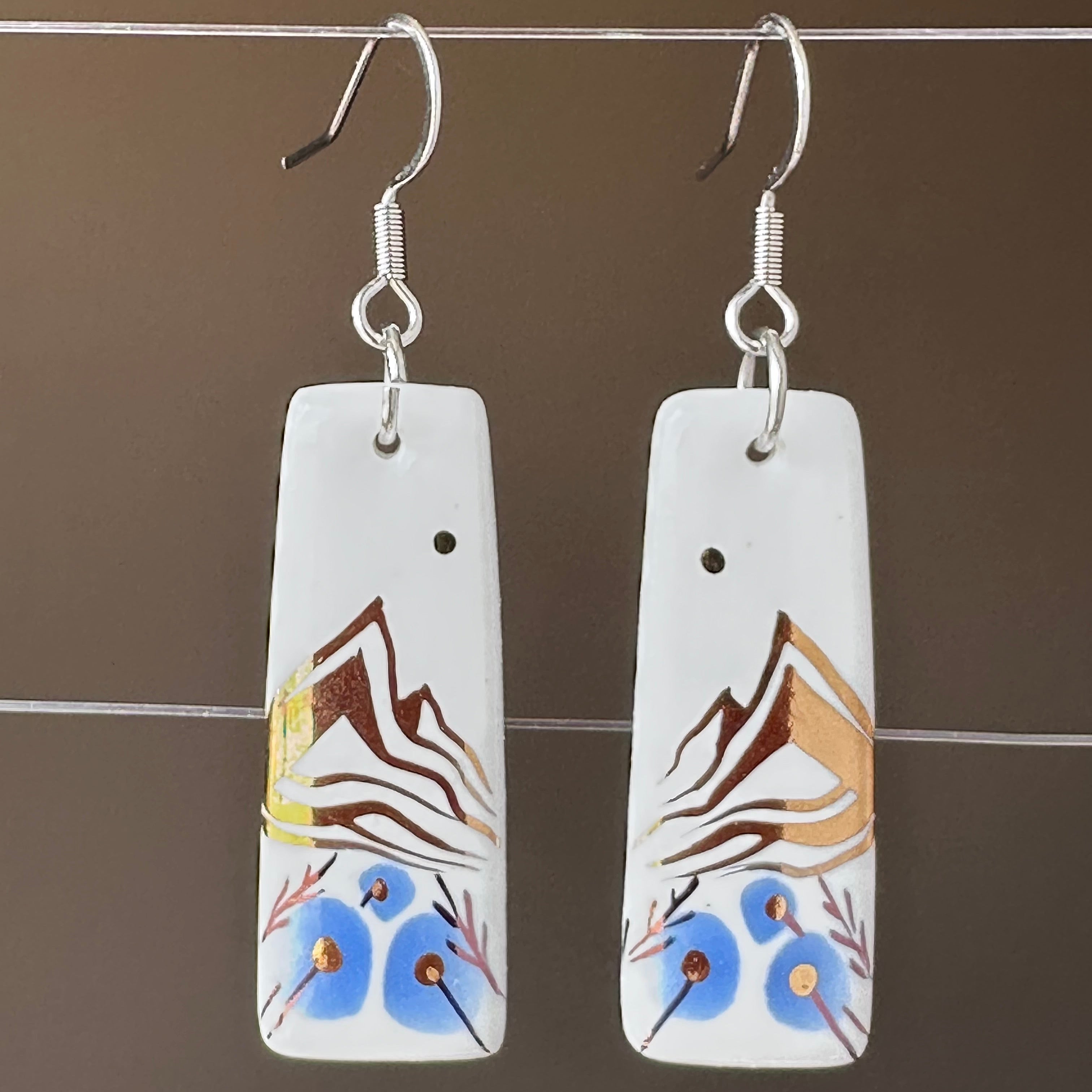 Wildflower Statement Porcelain Earrings with Gold Accent