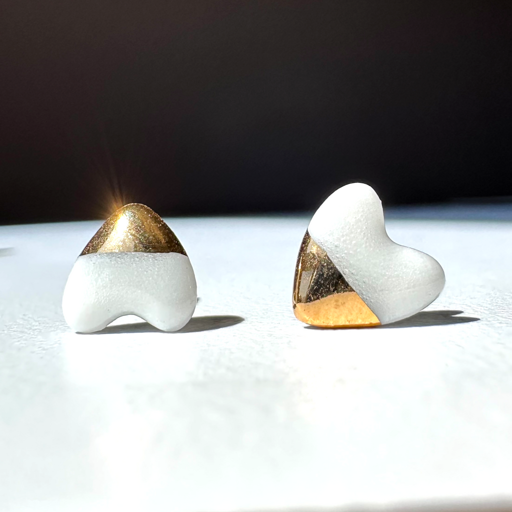 Tiny Heart Porcelain Stud Earrings
