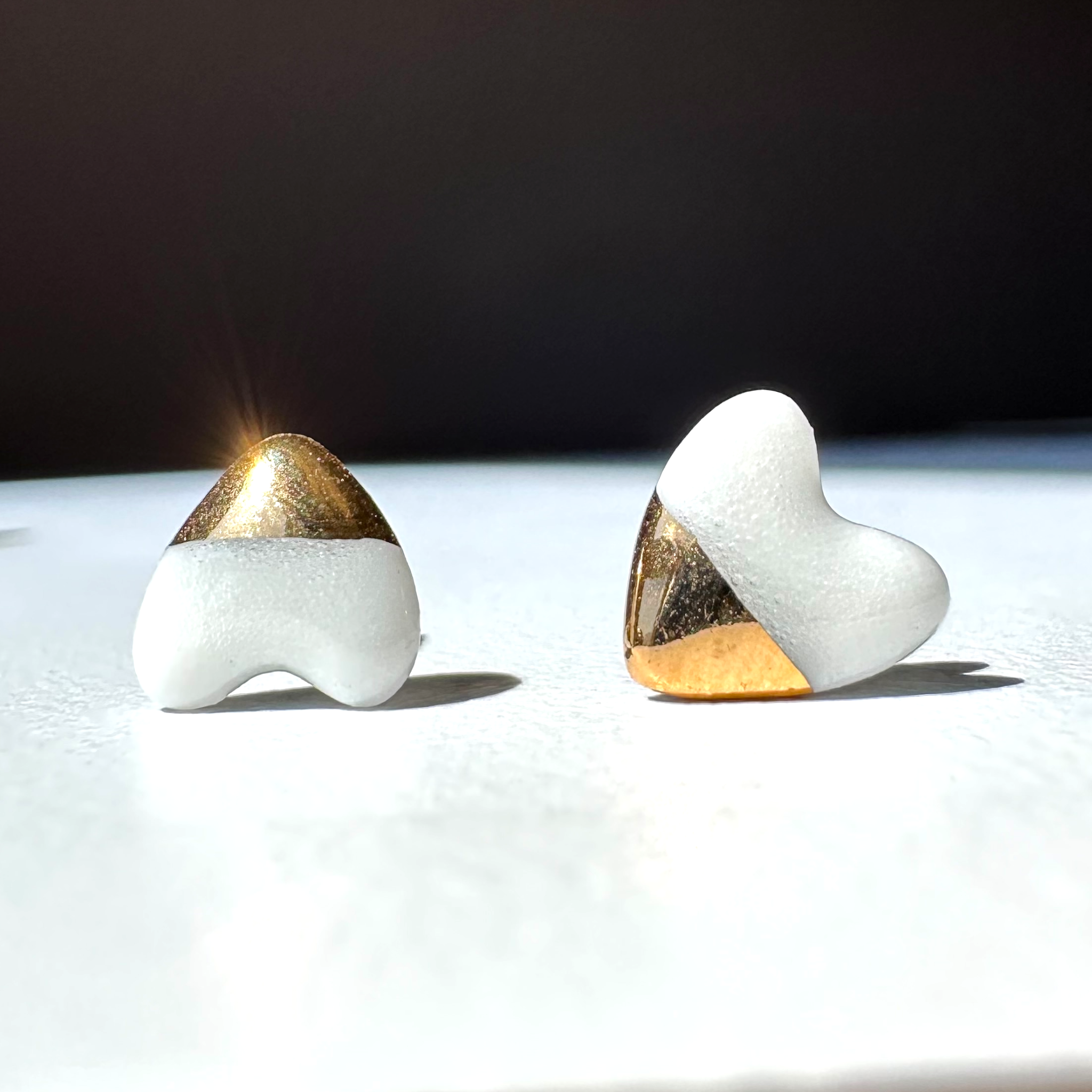 Tiny Heart Porcelain Stud Earrings