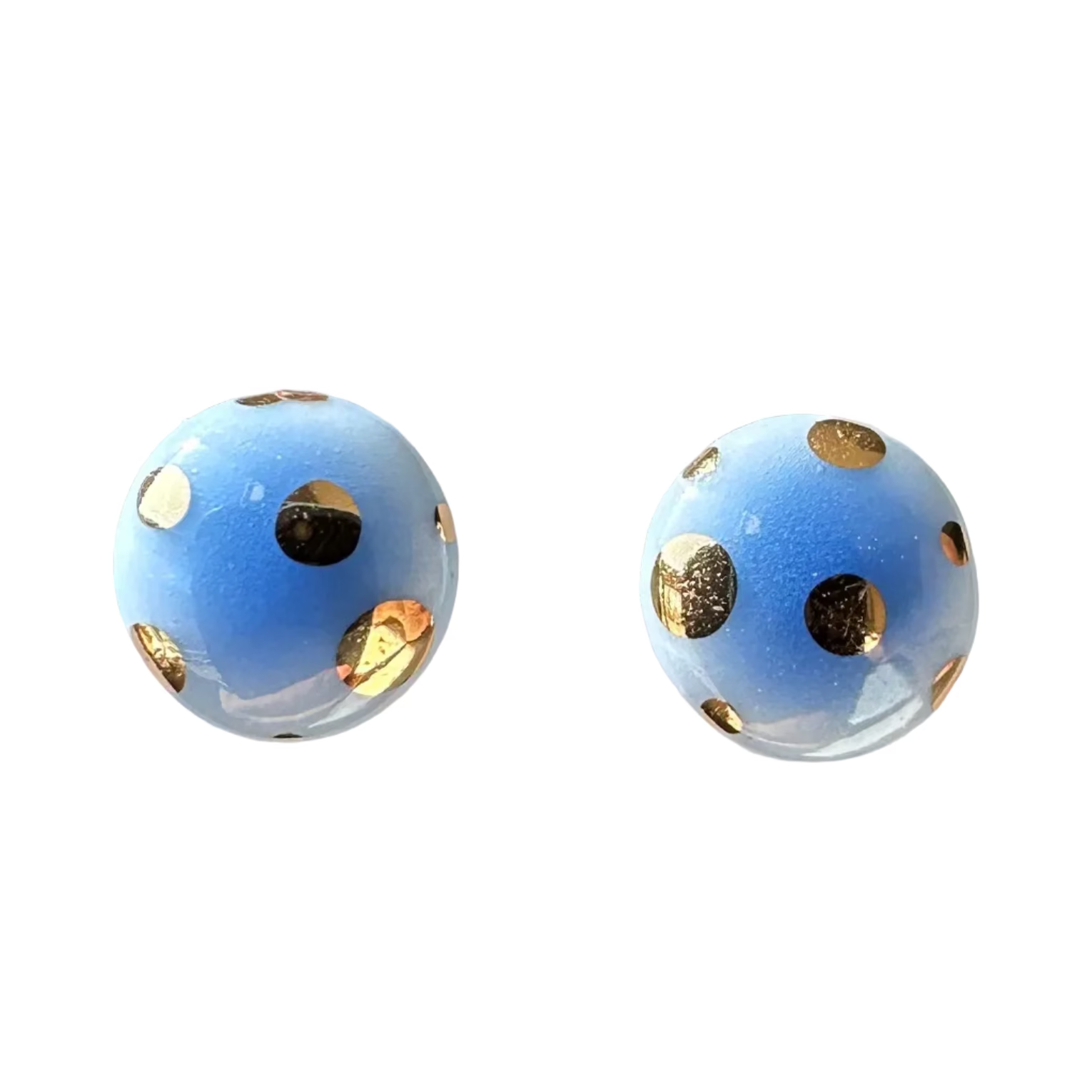 Minimal Porcelain Stud Earrings with Gold Dots