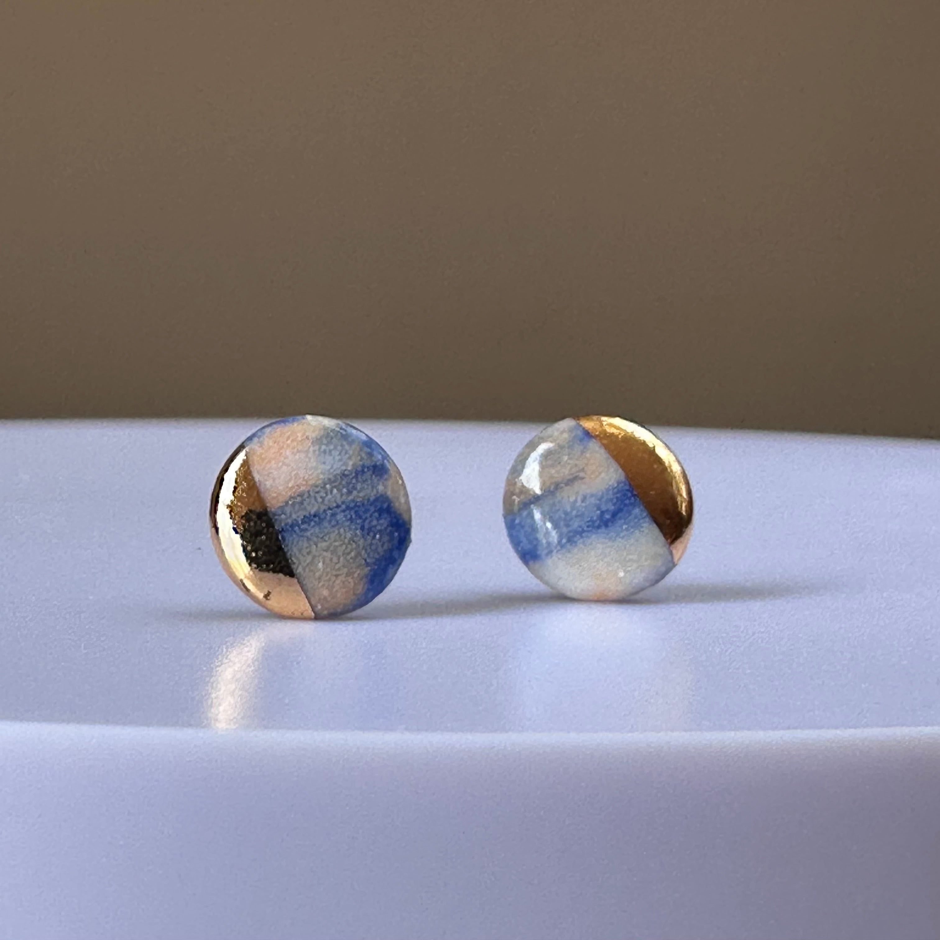 Minimal Half Moon Porcelain Stud Earrings