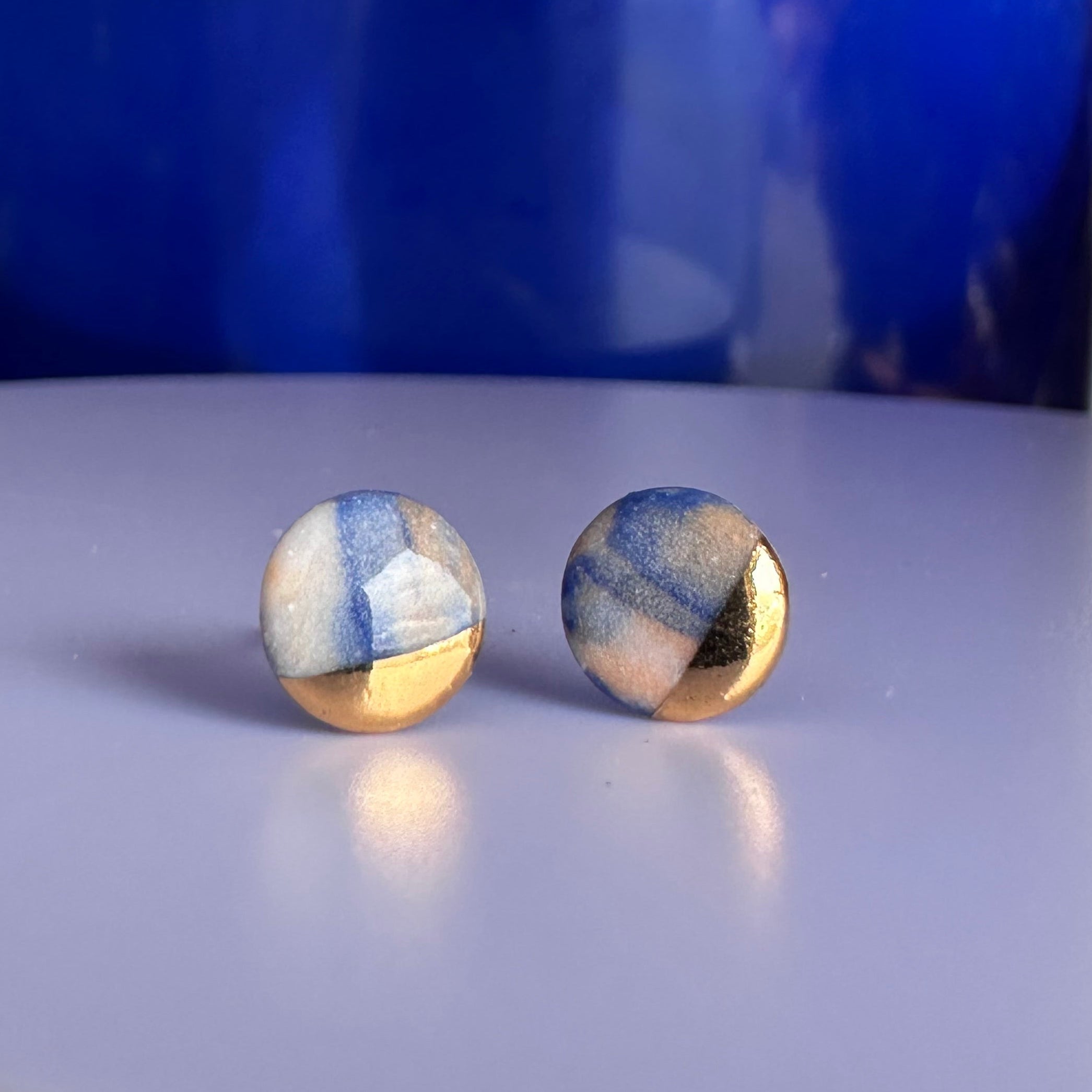 Minimal Half Moon Porcelain Stud Earrings