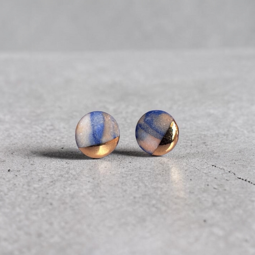 Minimal Half Moon Porcelain Stud Earrings