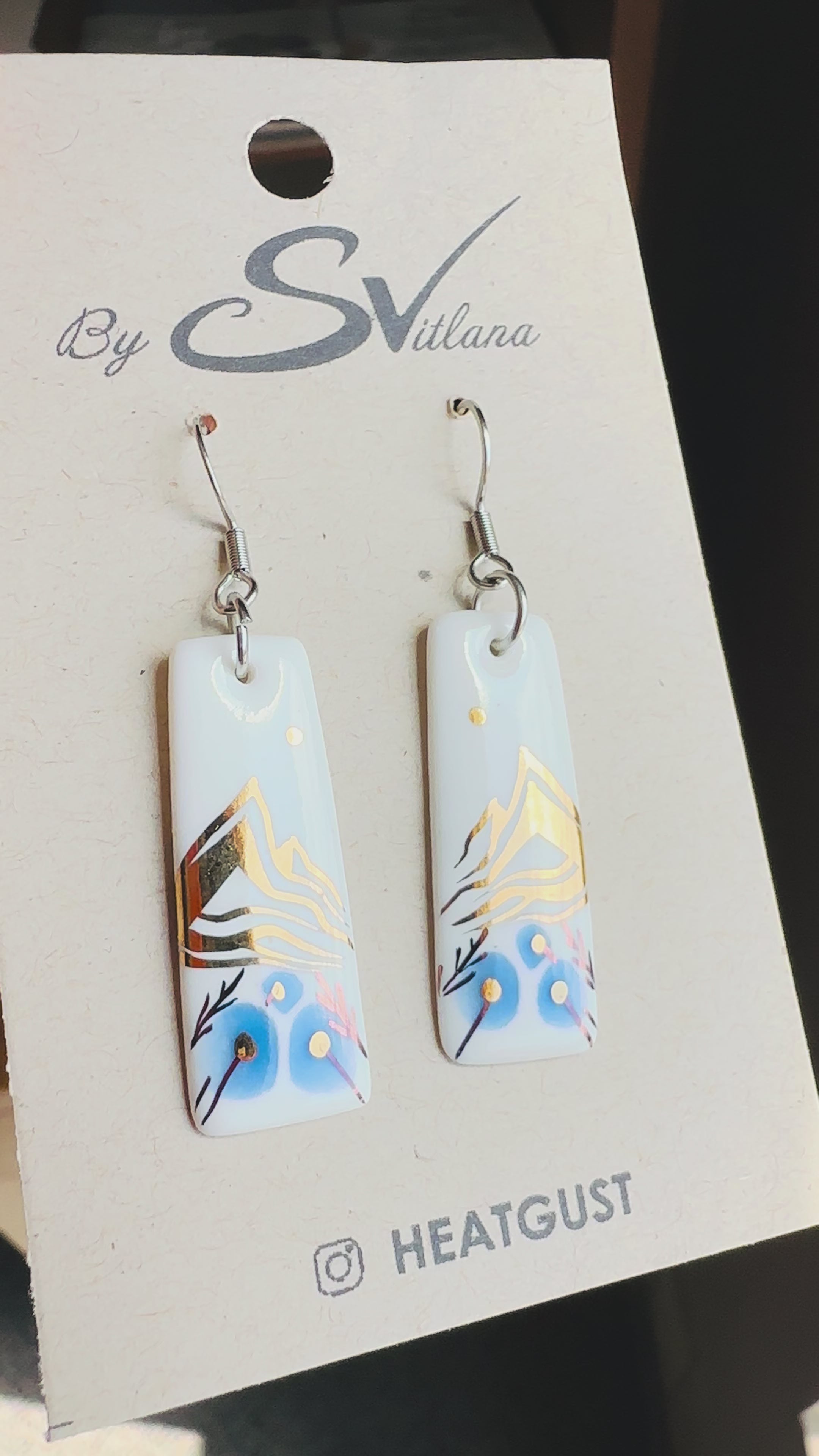 Wildflower Statement Porcelain Earrings with Gold Accent